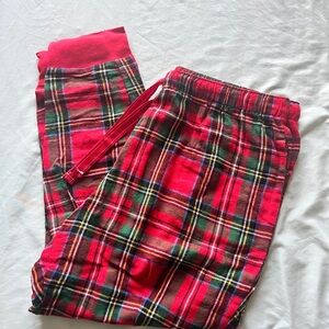 Old Navy Red and Green Pajama Bottoms with Tartan Pattern